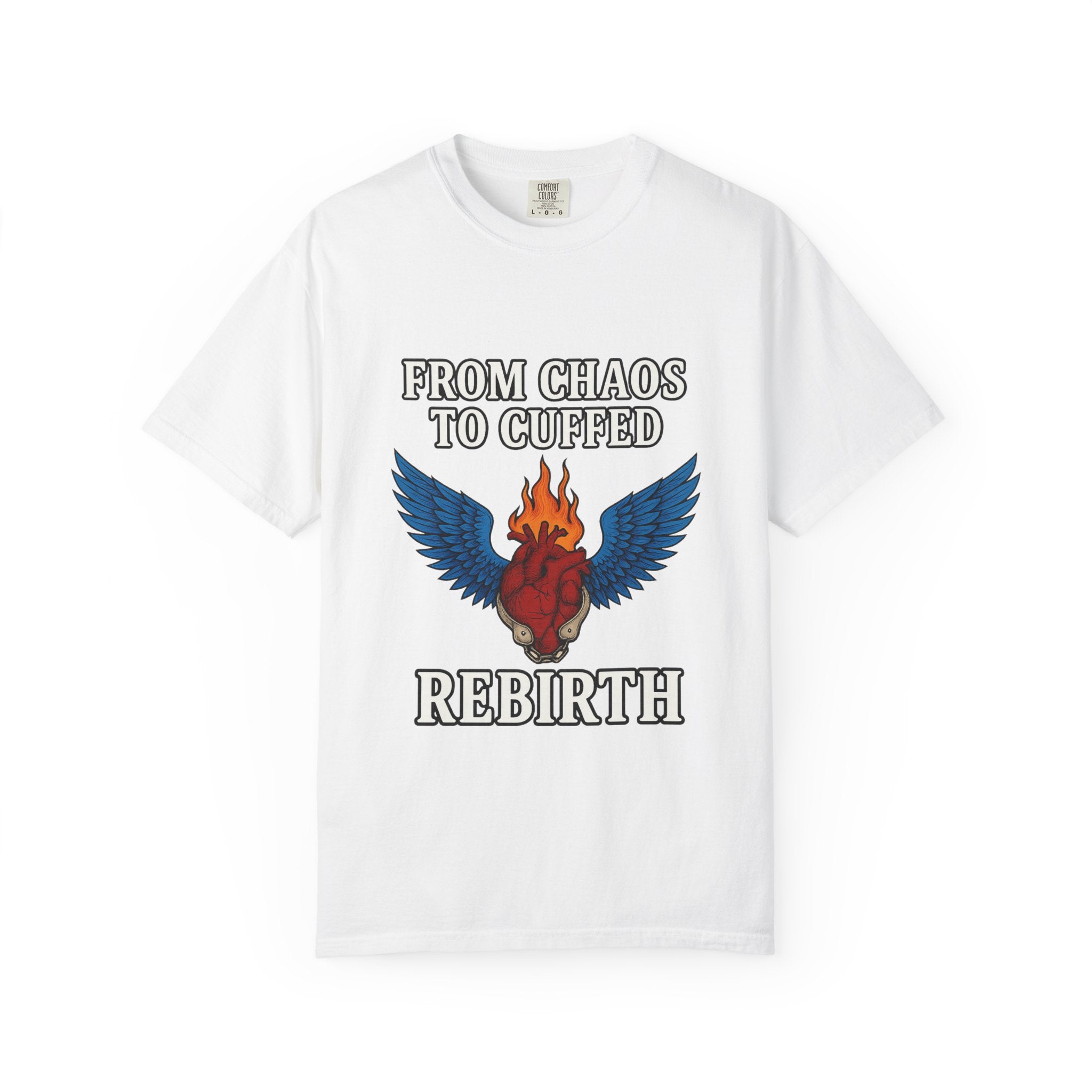 From Chaos to Cuffed – REBIRTH Winged Heart Flame Tee