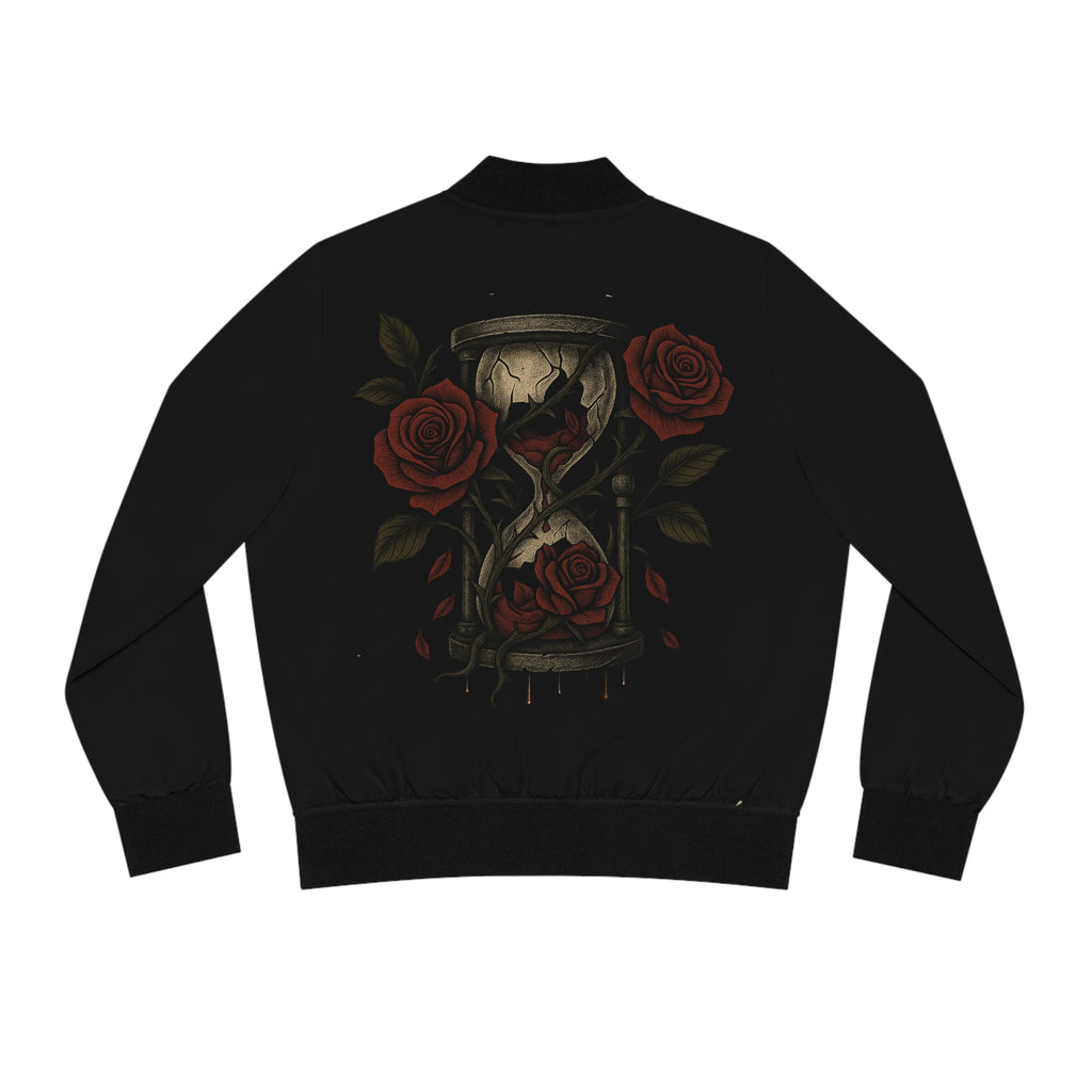 Time Grows Strength Women's Bomber Jacket – Gothic Hourglass & Rose Streetwear