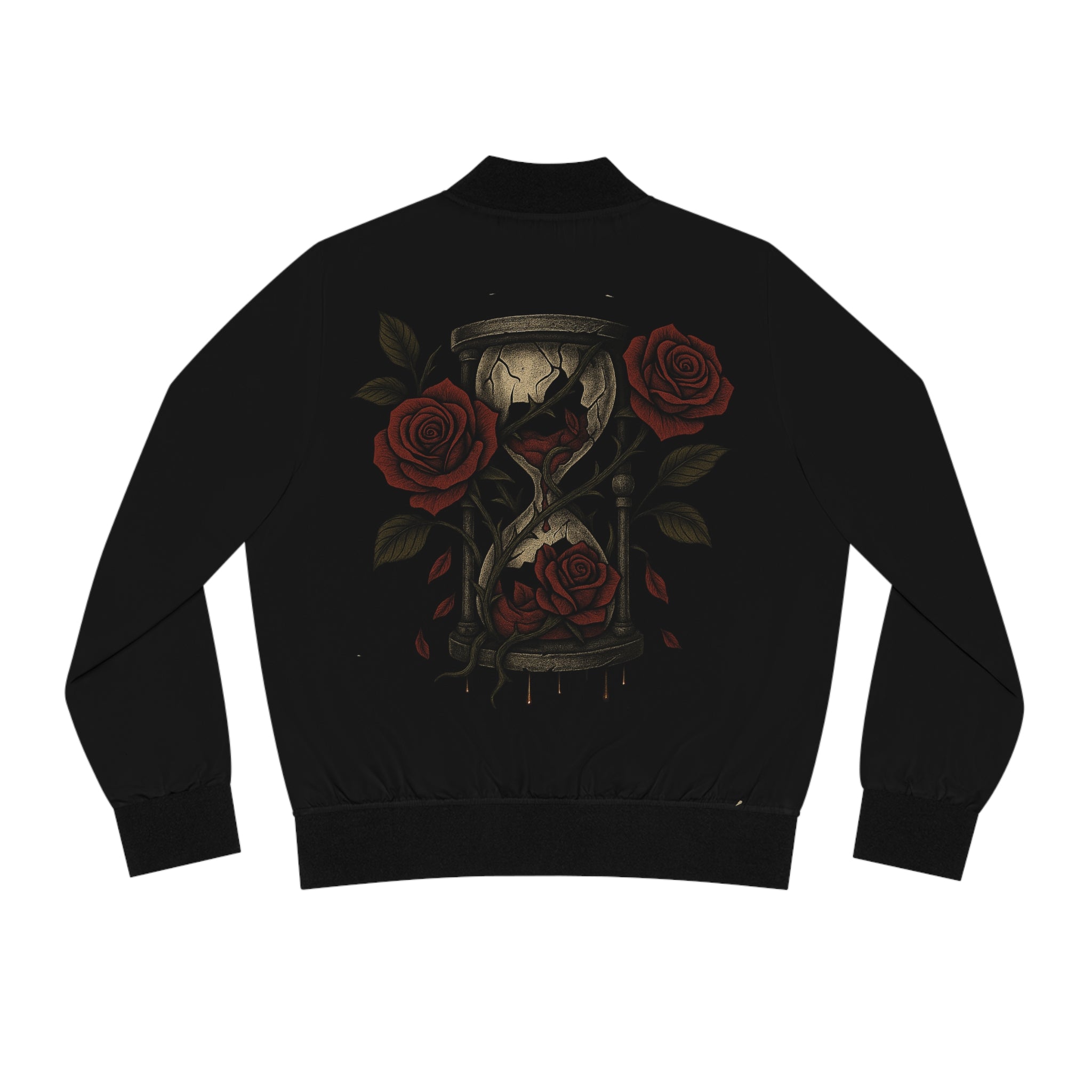 Time Grows Strength Women's Bomber Jacket – Gothic Hourglass & Rose Streetwear