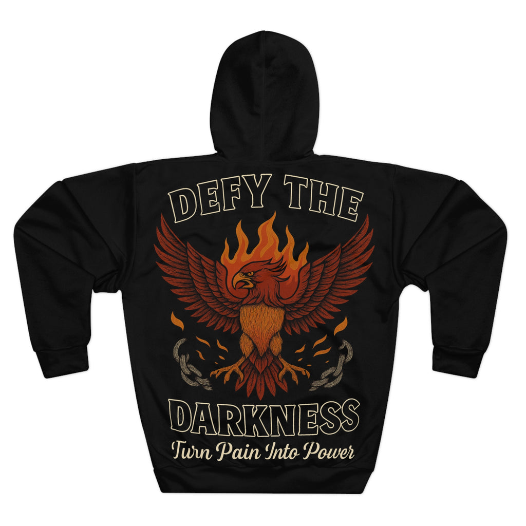 Defy the Darkness Phoenix – Turn Pain Into Power Graphic Hoodie