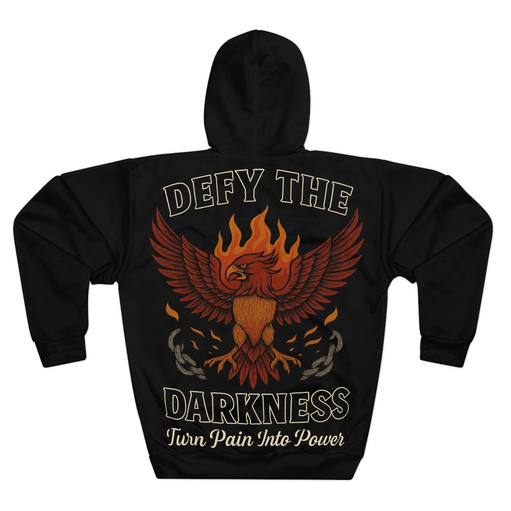 Defy the Darkness Phoenix – Turn Pain Into Power Graphic Hoodie