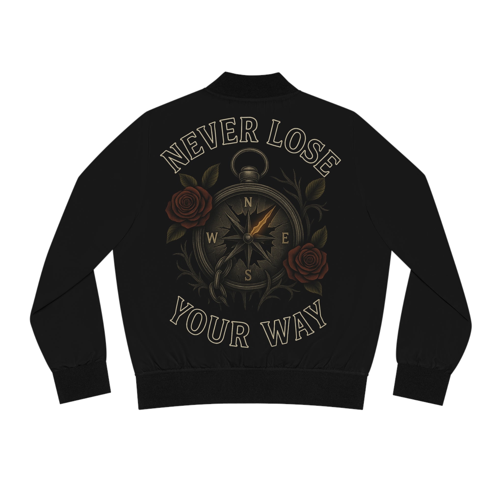 Never Lose Your Way Women's Bomber Jacket – Gothic Compass Rose Streetwear