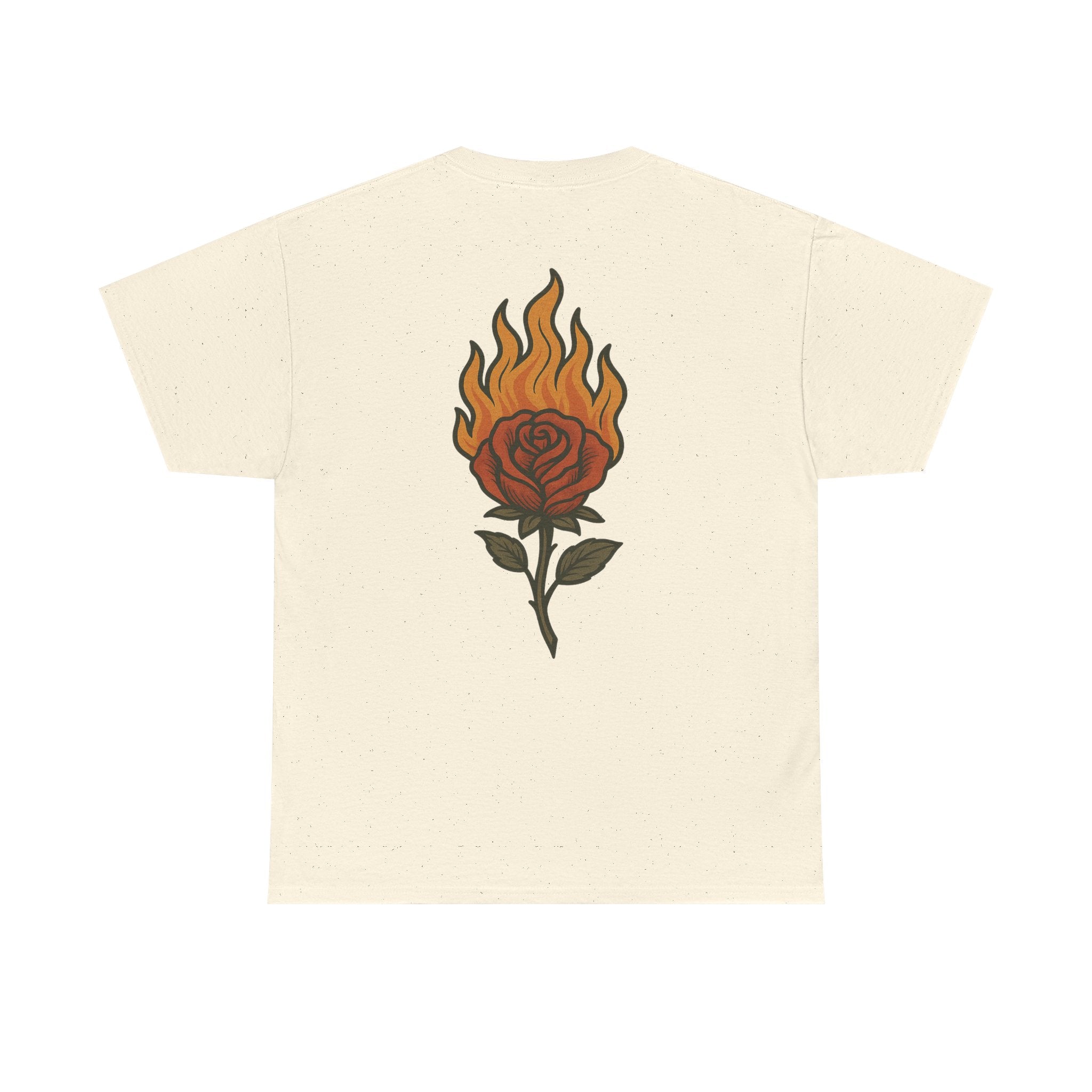 Flaming Rose T-Shirt | Bold Tattoo-Inspired Fire Rose Graphic Tee