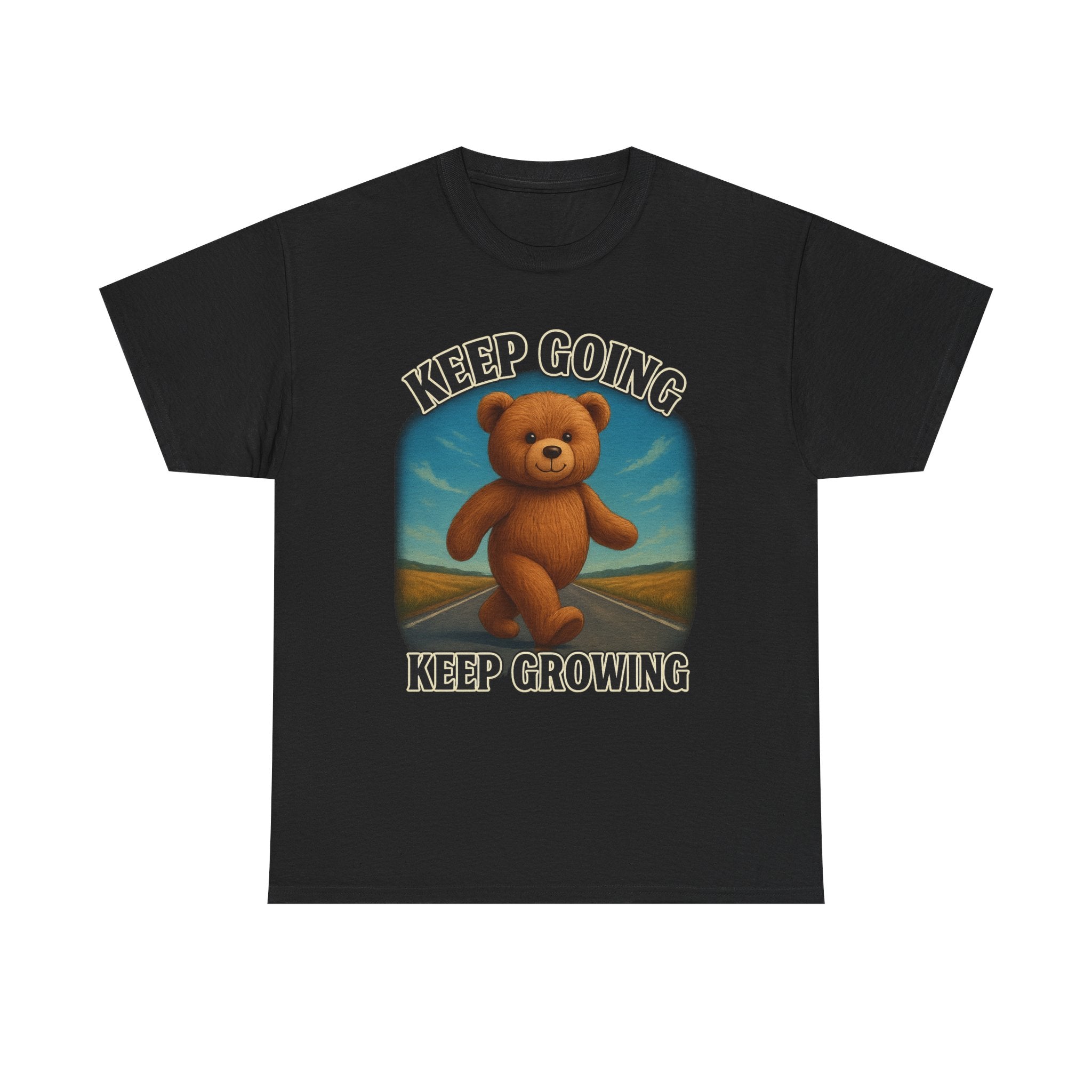Keep Going, Keep Growing Teddy Bear T-Shirt – Motivational & Adorable Design