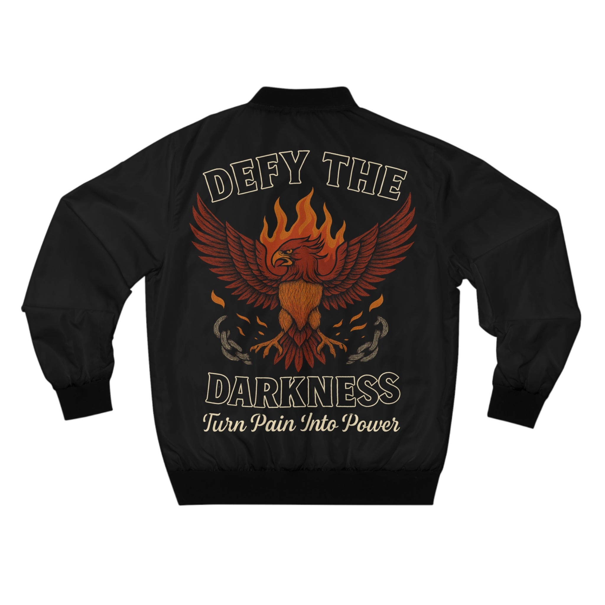 Defy the Darkness Bomber Jacket – Turn Pain Into Power | Gothic Streetwear
