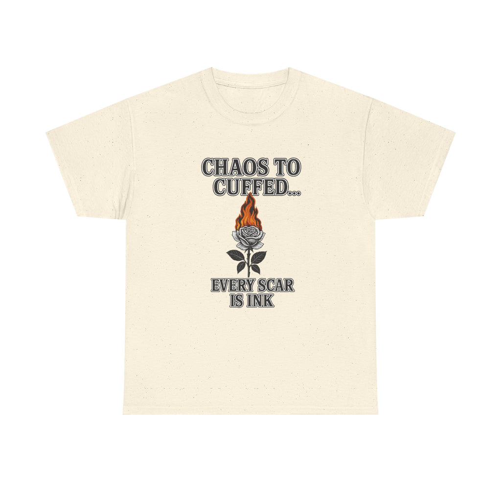 🔥 Chaos to Cuffed “Every Scar Is Ink” Flaming Rose Tee 🔥