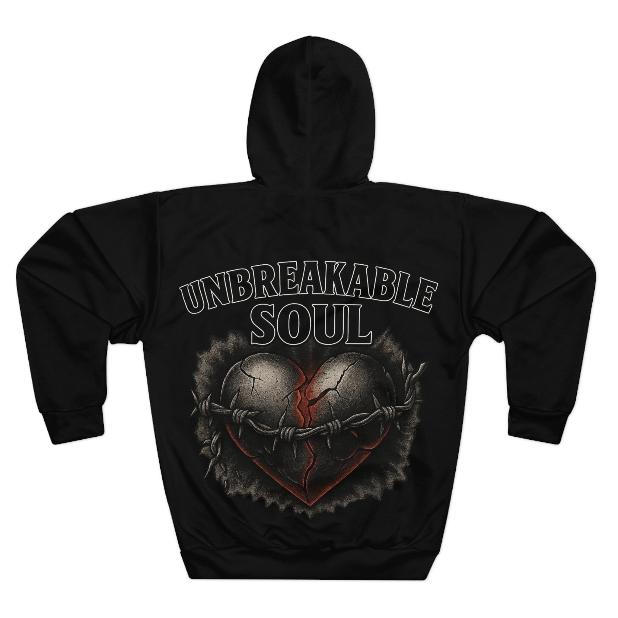 Unbreakable Soul – Gothic Heart & Barbed Wire Graphic Hoodie for Resilience & Strength